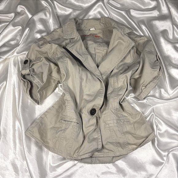 Riders Copper Jackets & Blazers - y2k Blazer Khaki Excellent Riders Copper Short Sleeve Button Tab Jacket XL